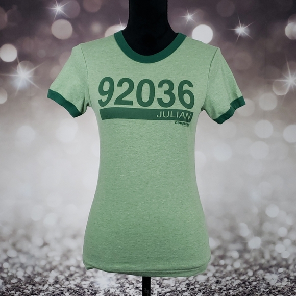Julian Zip Code 2 tone green short sleeve tee - Picture 1 of 3